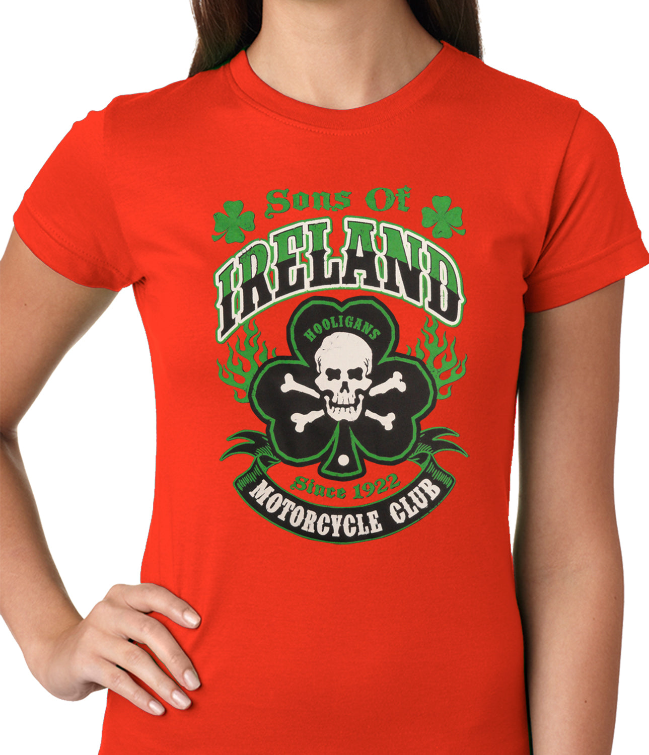 Sons of Ireland Shamrock Skull Biker Girls T-shirt