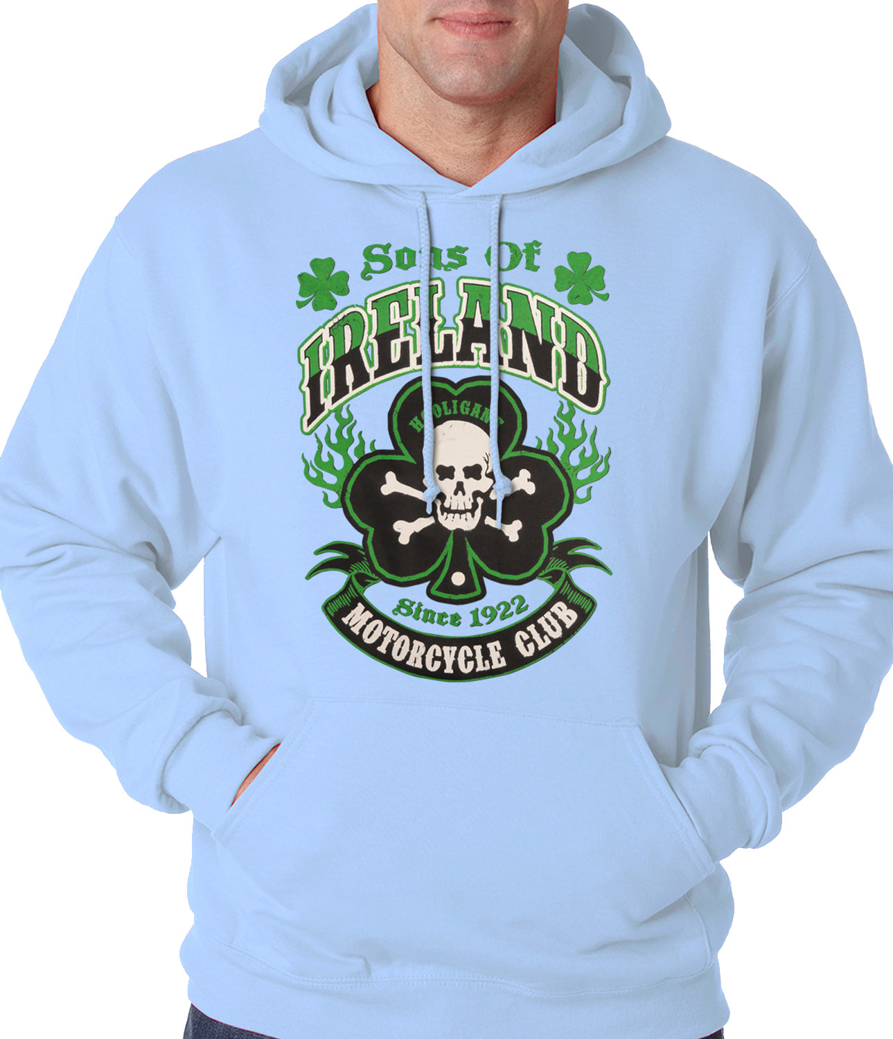 Sons of Ireland Shamrock Skull Biker Hoodie
