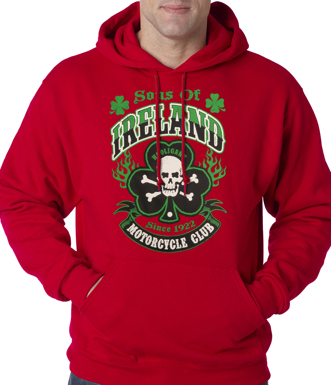 Sons of Ireland Shamrock Skull Biker Hoodie