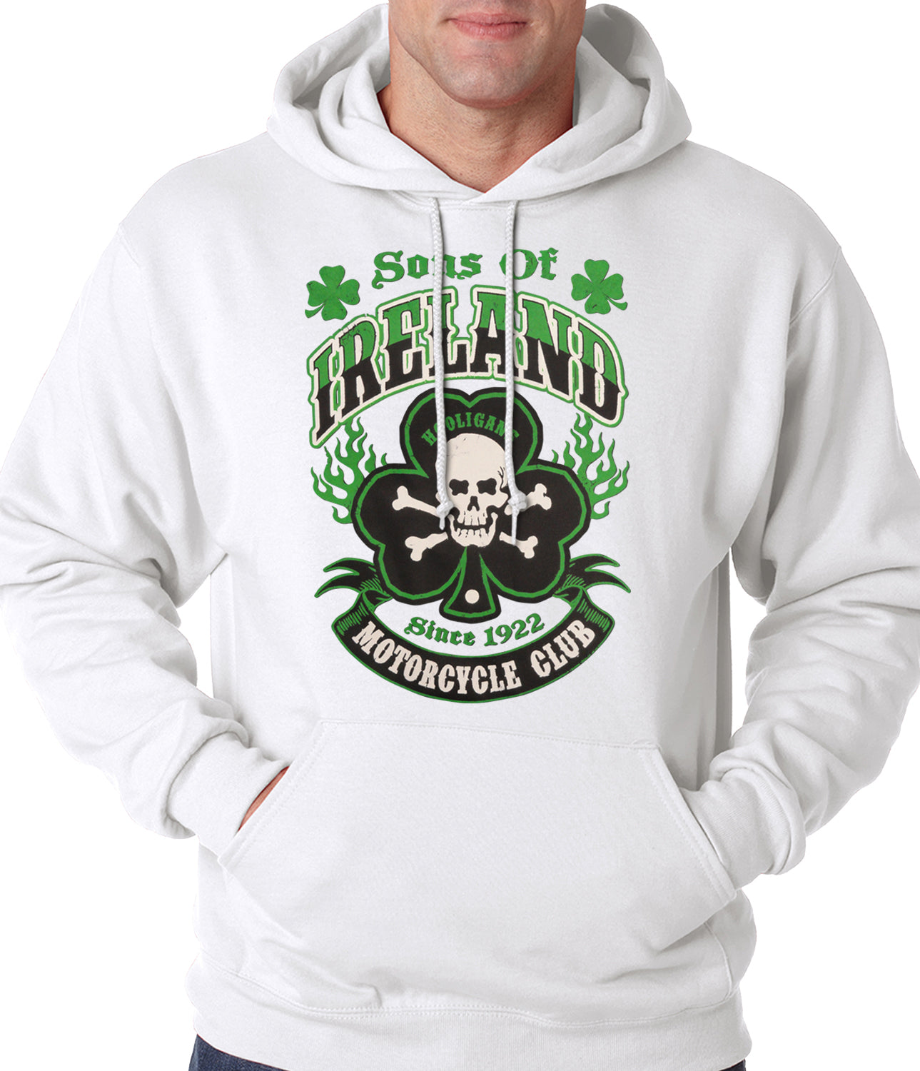 Sons of Ireland Shamrock Skull Biker Hoodie