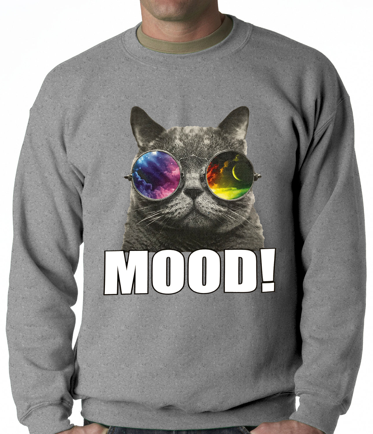 Spaced Mood Cat Adult Crewneck