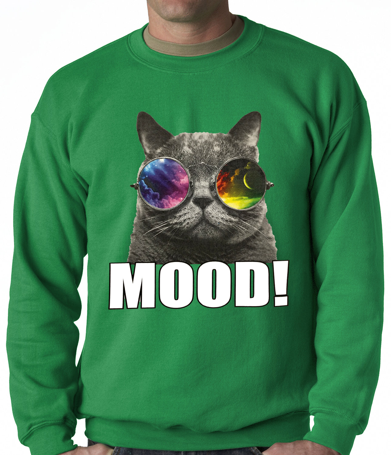 Spaced Mood Cat Adult Crewneck