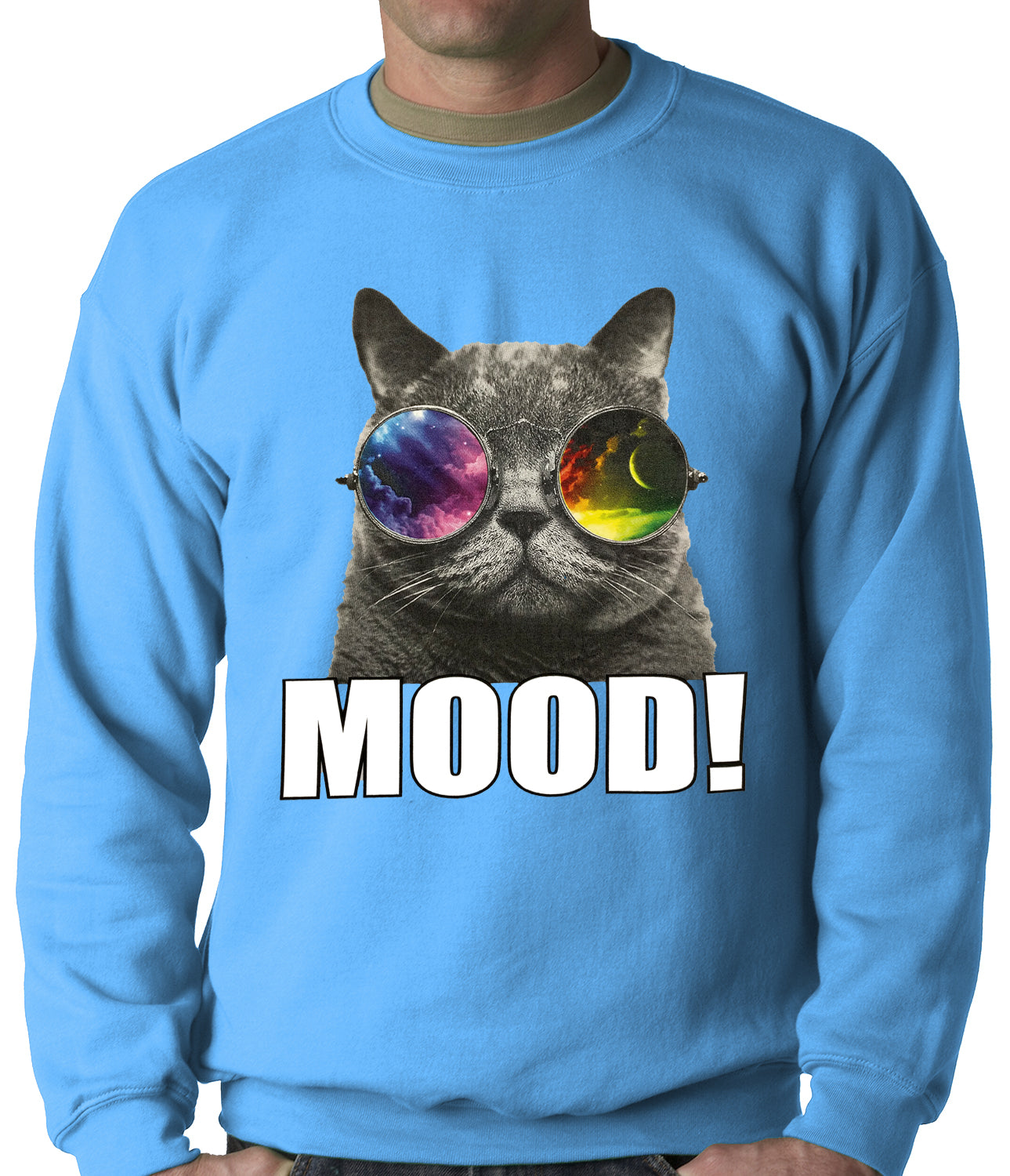Spaced Mood Cat Adult Crewneck