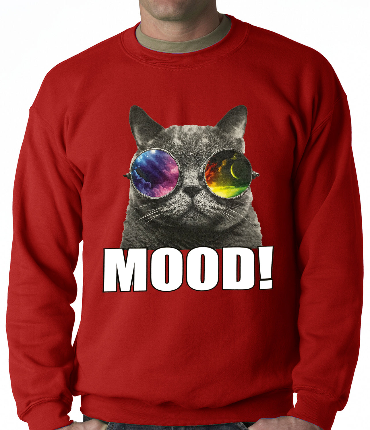 Spaced Mood Cat Adult Crewneck