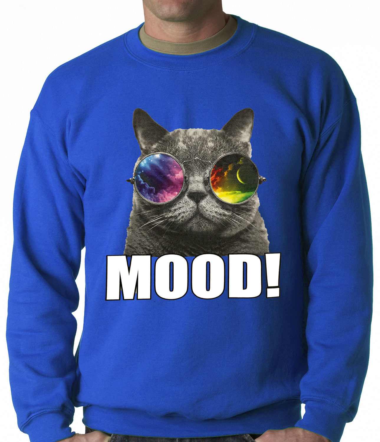 Spaced Mood Cat Adult Crewneck