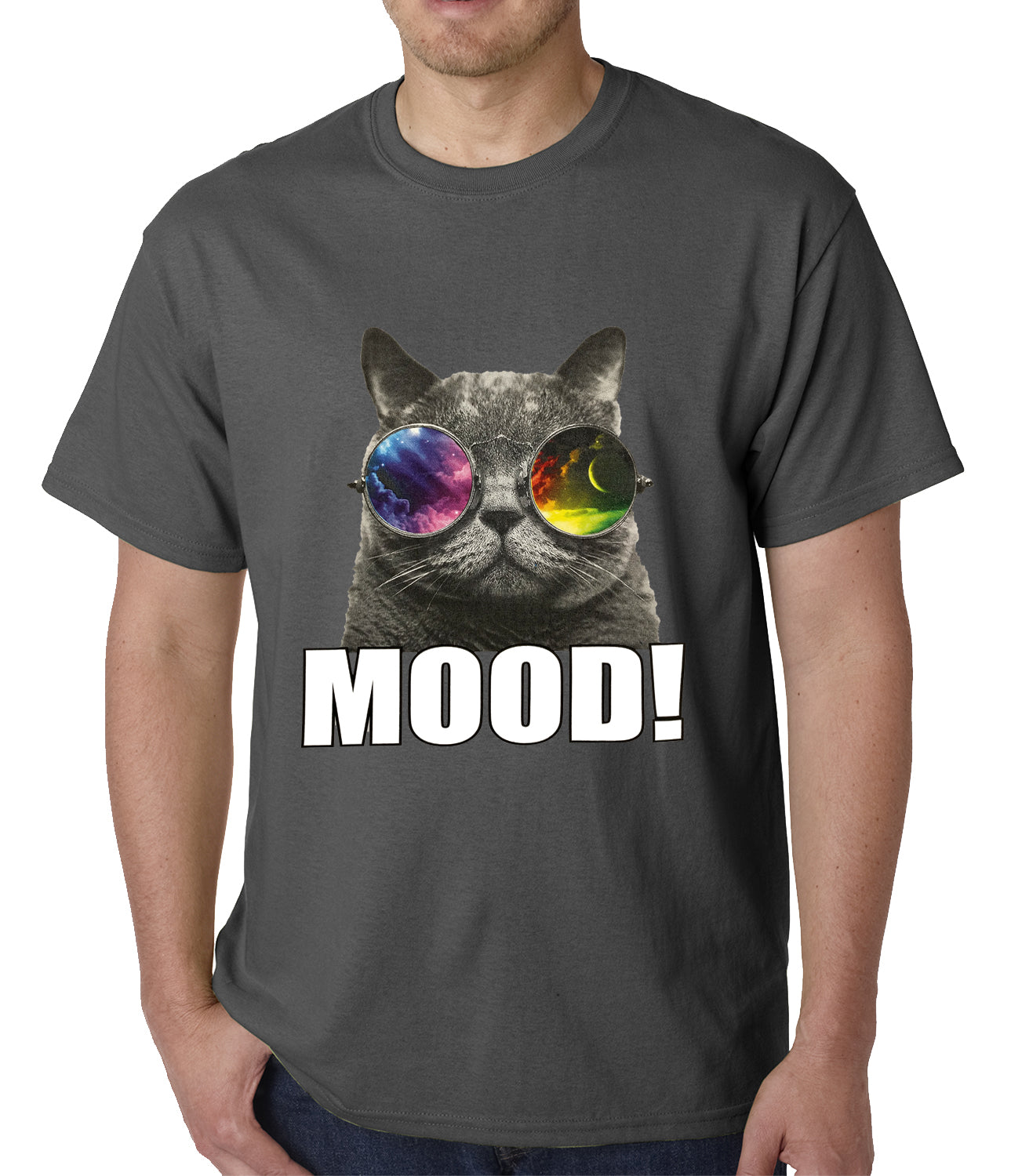 Spaced Mood Cat Mens T-shirt