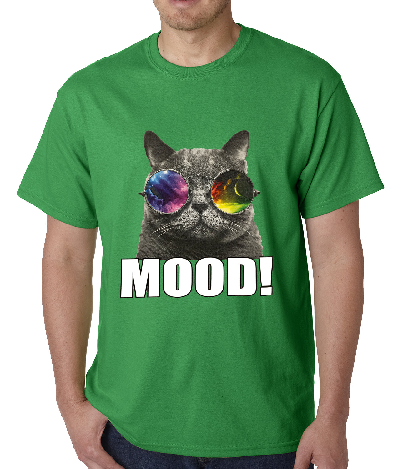 Spaced Mood Cat Mens T-shirt