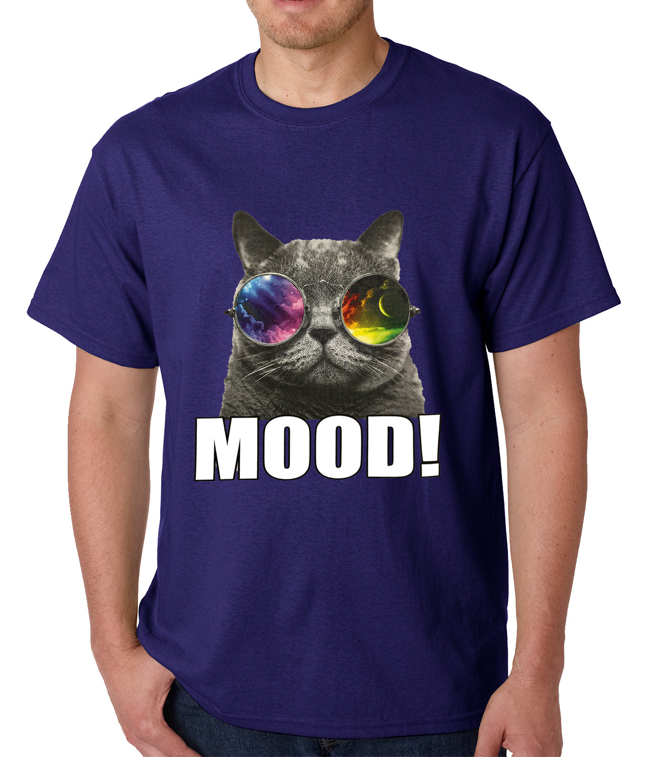 Spaced Mood Cat Mens T-shirt