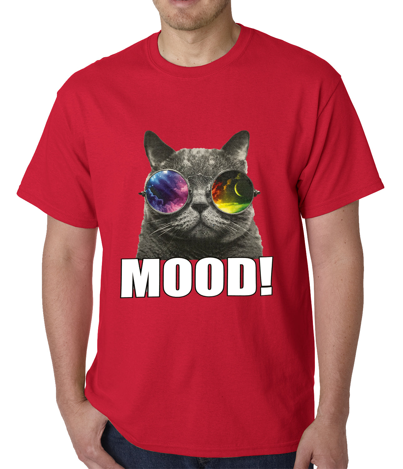 Spaced Mood Cat Mens T-shirt