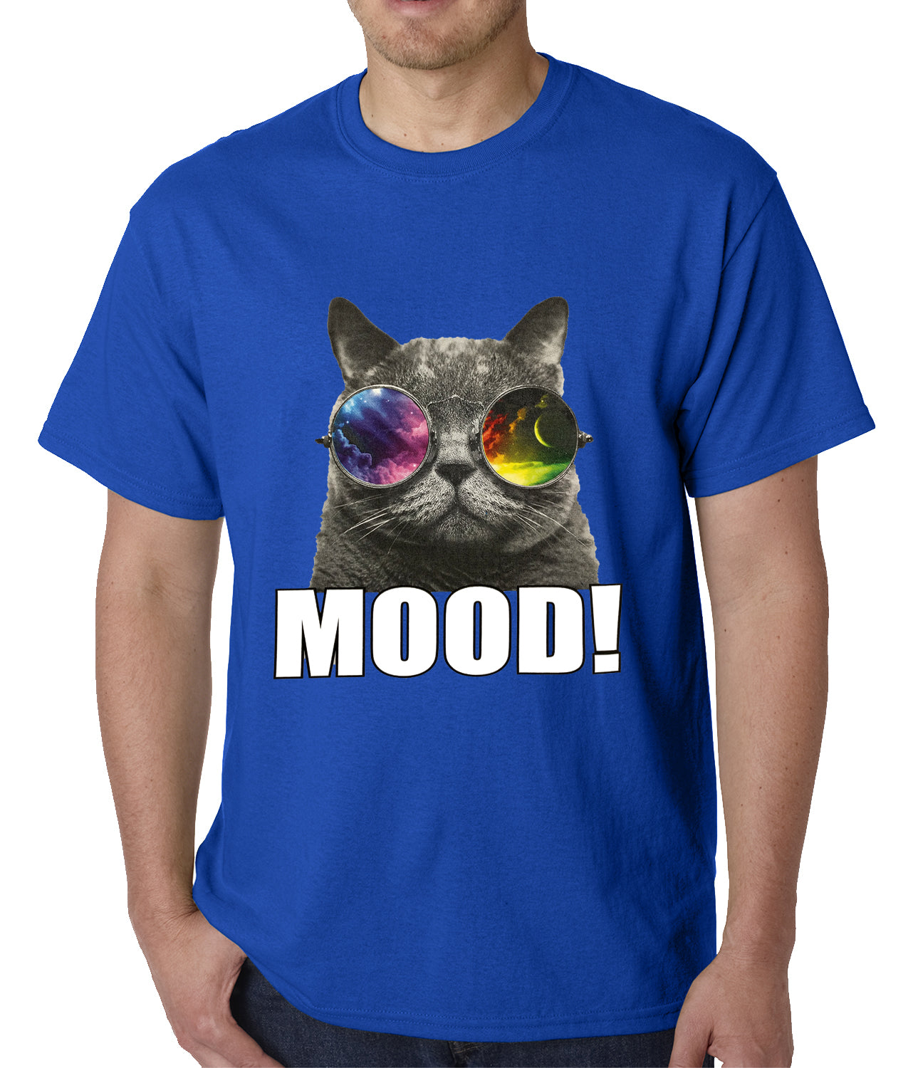 Spaced Mood Cat Mens T-shirt