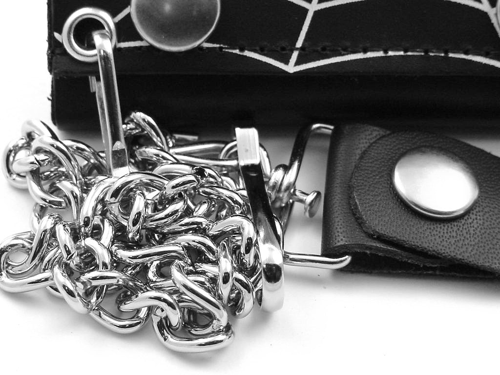 Spider Web Genuine Leather Chain Wallet