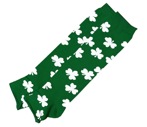 St. Patrick’s Day All Over Shamrocks Leg Warmers (Green with White Shamrocks)