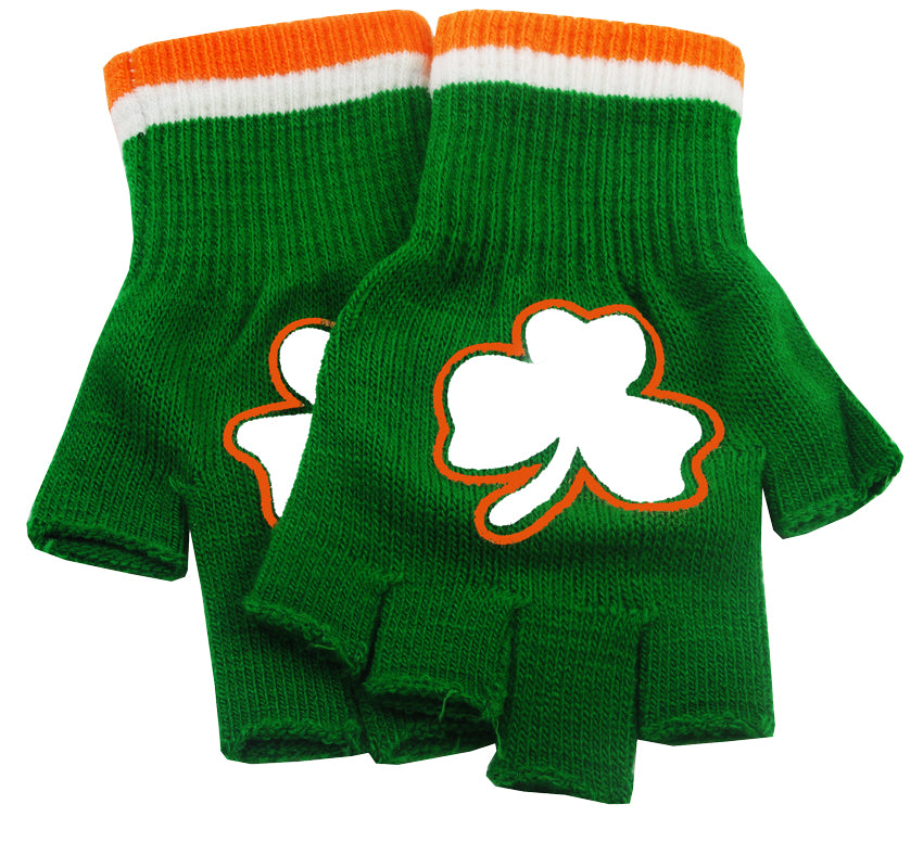 St. Patrick's Day Fingerless Shamrock Gloves (Pair)