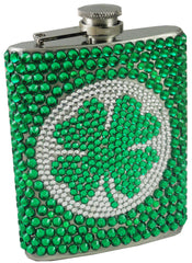 St. Patrick's Day Rhinestone Shamrock Flask (7 oz)