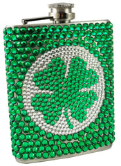 St. Patrick's Day Rhinestone Shamrock Flask (7 oz)