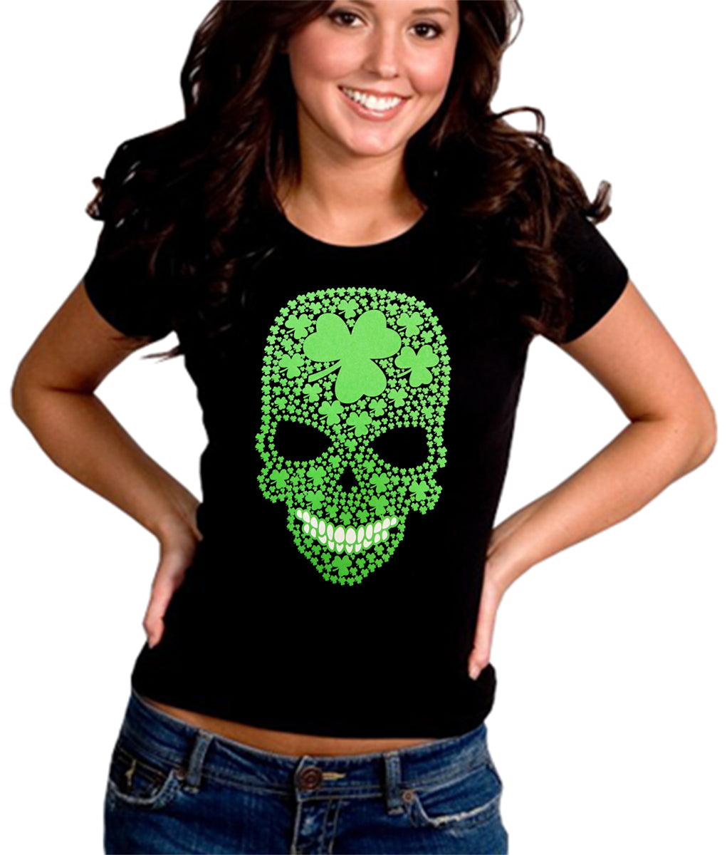 St. Patrick's Day Shamrock Sugar Skull Girl's T-Shirt