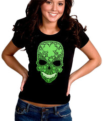 St. Patrick's Day Shamrock Sugar Skull Girl's T-Shirt