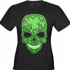 St. Patrick's Day Shamrock Sugar Skull Girl's T-Shirt