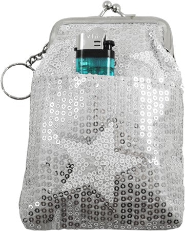 Star Studded Sequin Cigarette Purse with Lighter Holder