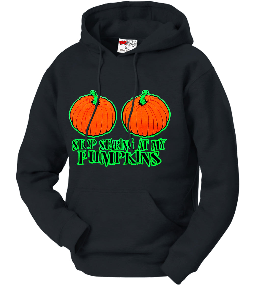 Halloween Shirt - Stop Staring At My Pumpkins Adult Hoodie