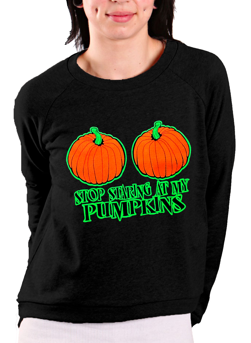 Stop Staring At My Pumpkins Crewneck Sweatshirt