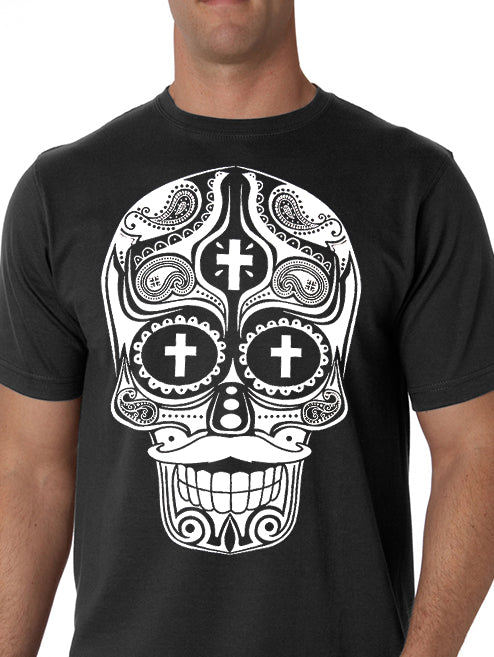 Sugar Skull with Mustache Men's T-Shirt