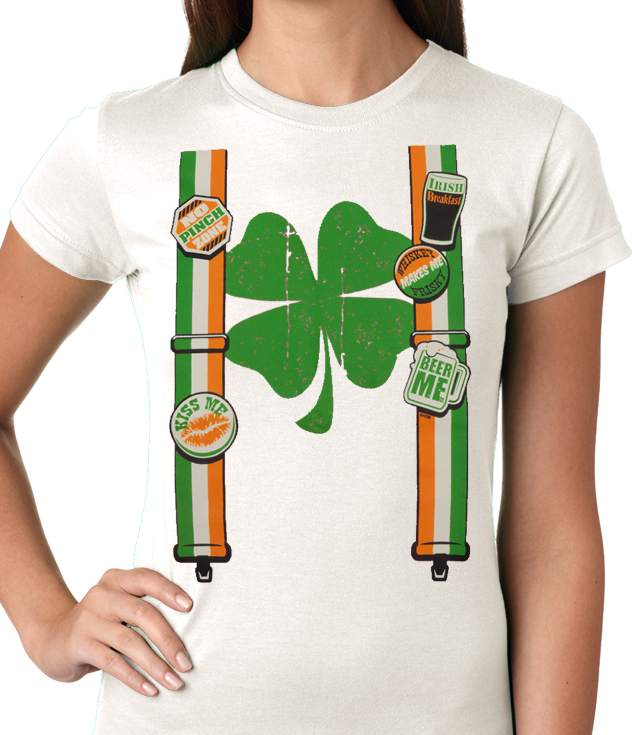 Suspenders with Shamrock Irish Costume Girls T-shirt