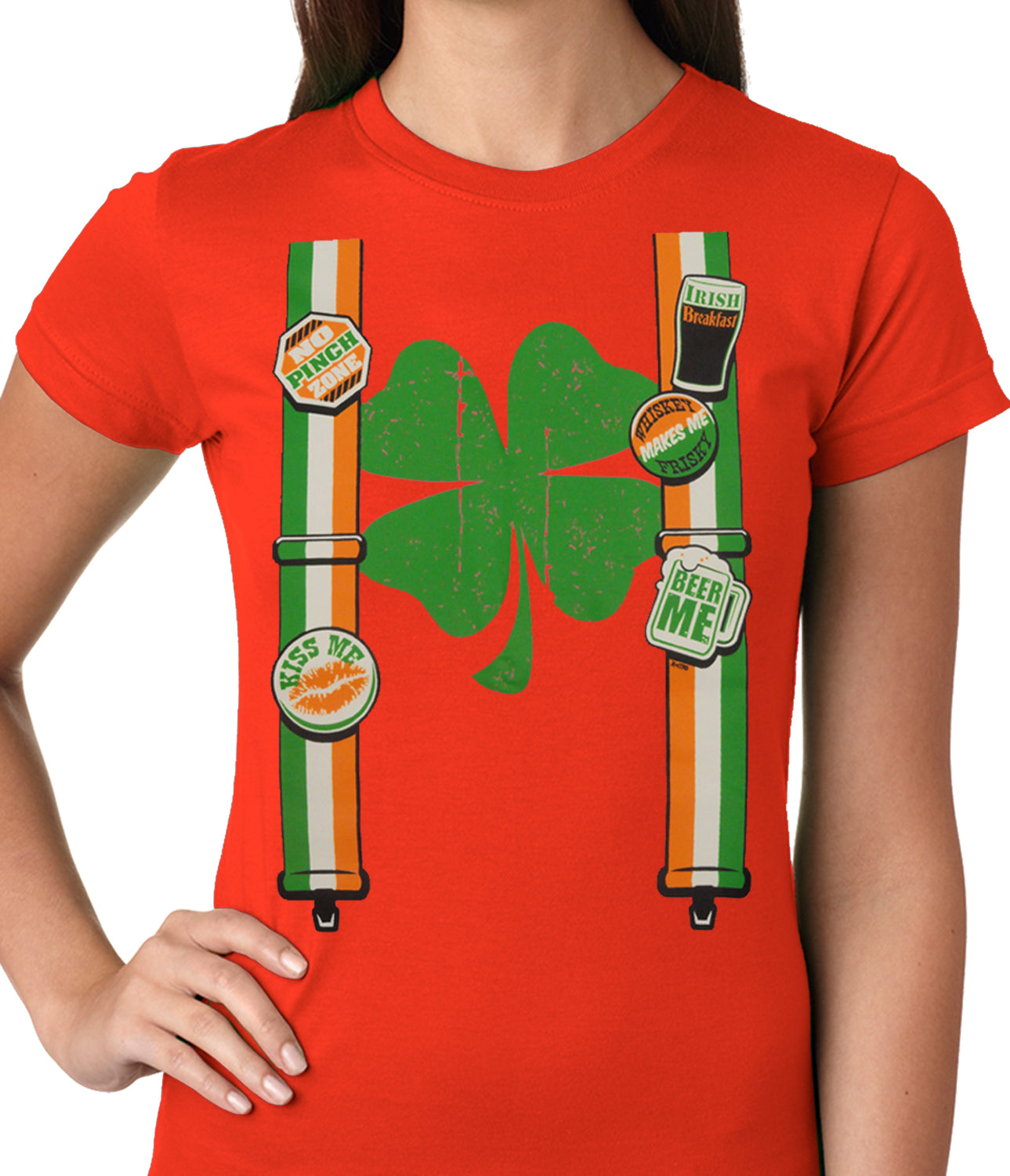 Suspenders with Shamrock Irish Costume Girls T-shirt