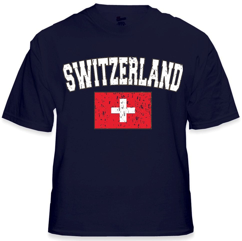 Switzerland Vintage Flag International Mens T-Shirt