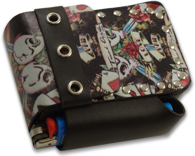 Tattoo Art Cigarette Pouch with Lighter Holder (For Regulars & 100's)