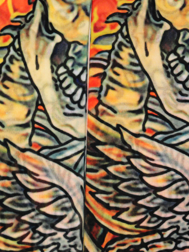 Skull And Flames Biker Fake Tattoo Sleeves (Pair)