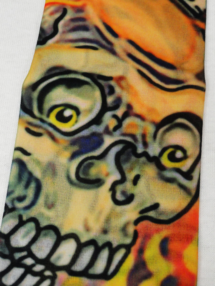 Skull And Flames Biker Fake Tattoo Sleeves (Pair)