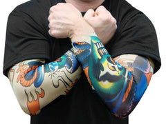 Tattoo Sleeves - Top Hat Skeleton Temporary Tattoo Sleeves (Pair)