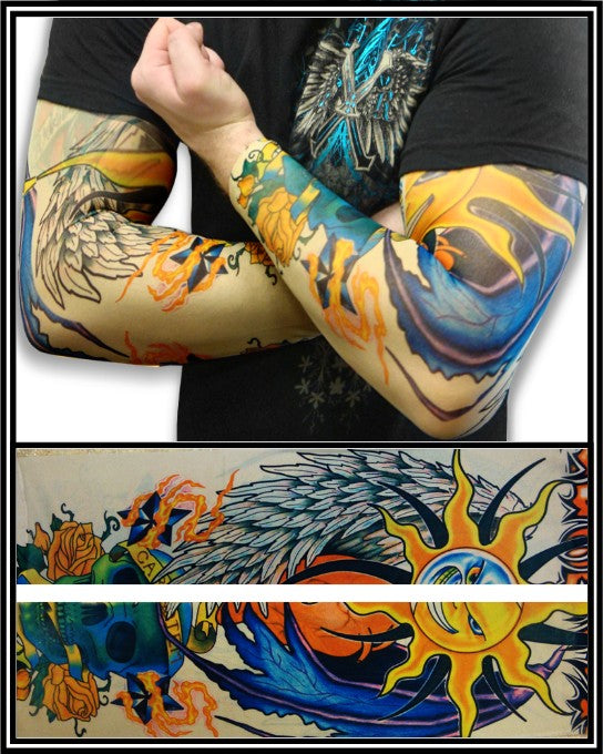 Tattoo Sleeves - Two Faced Sun Temporary Tattoo Sleeves (Pair)