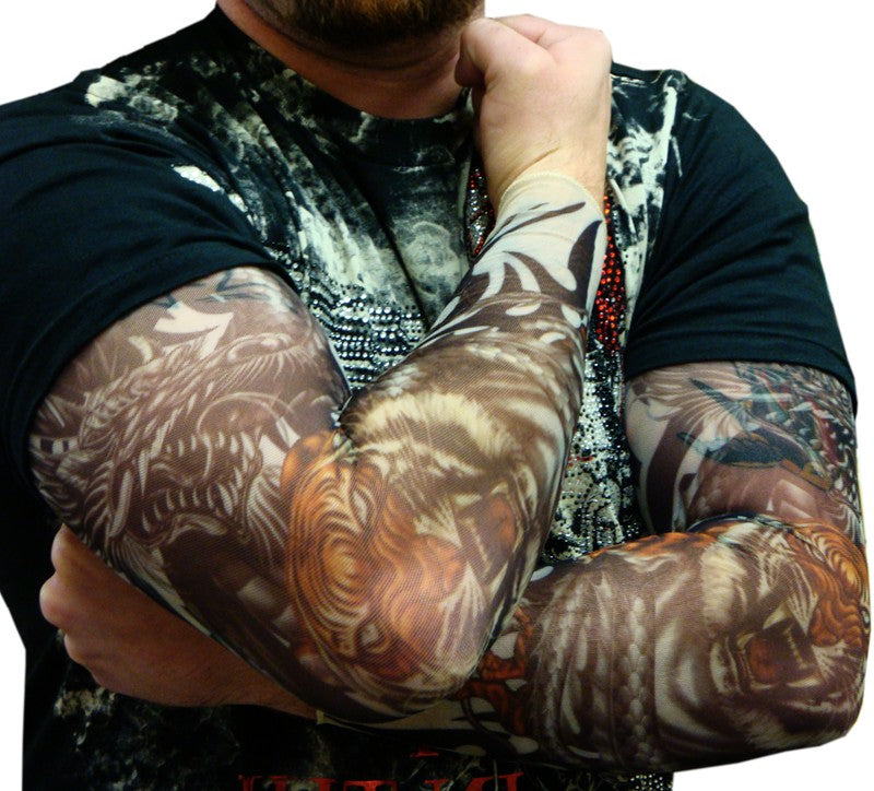 Tattoo Sleeves - Vicious Tigers and Dragon Tattoo Sleeves (Pair)