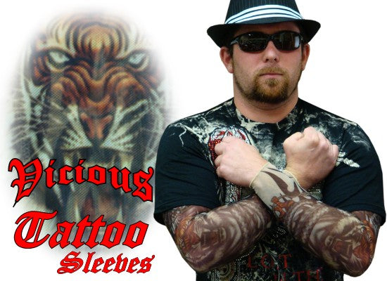 Tattoo Sleeves - Vicious Tigers and Dragon Tattoo Sleeves (Pair)