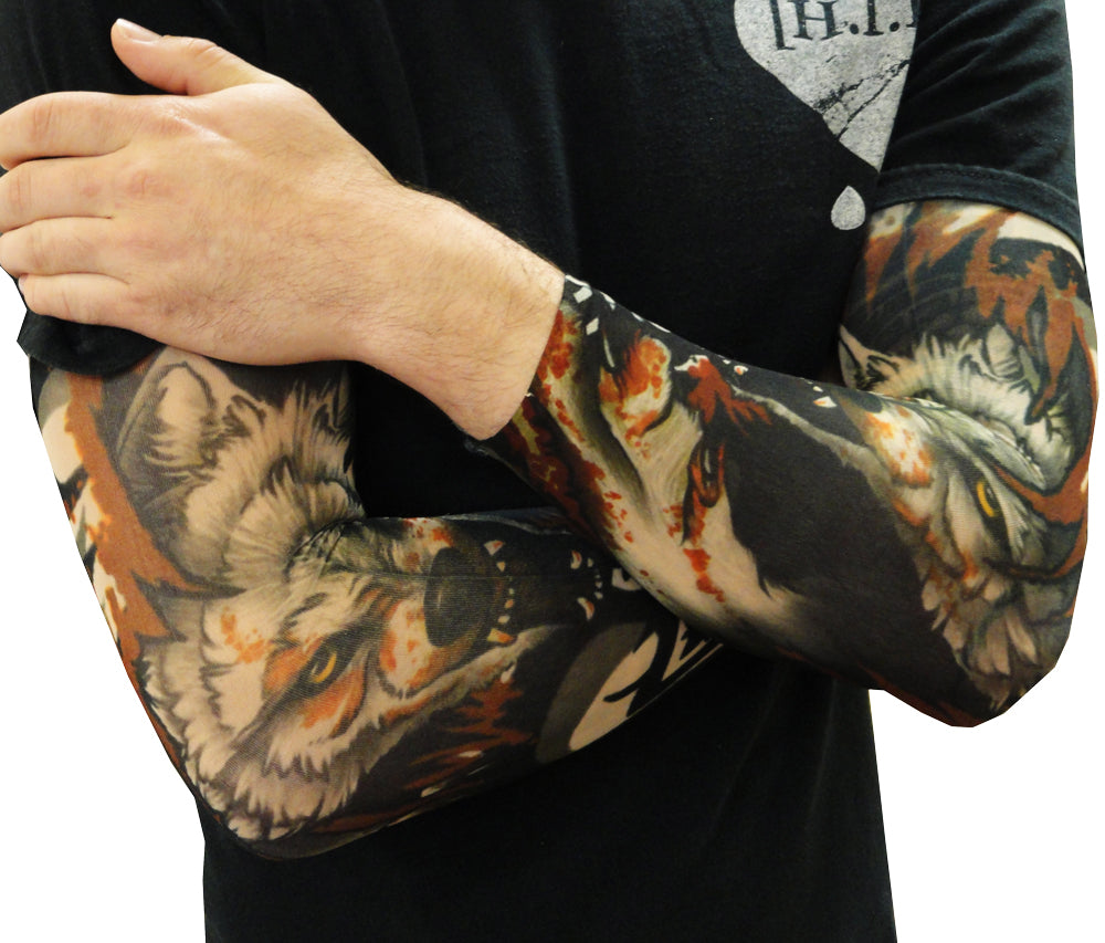 Tattoo Sleeves - Vicious Wolf Fake Tattoo Sleeves (Pair)