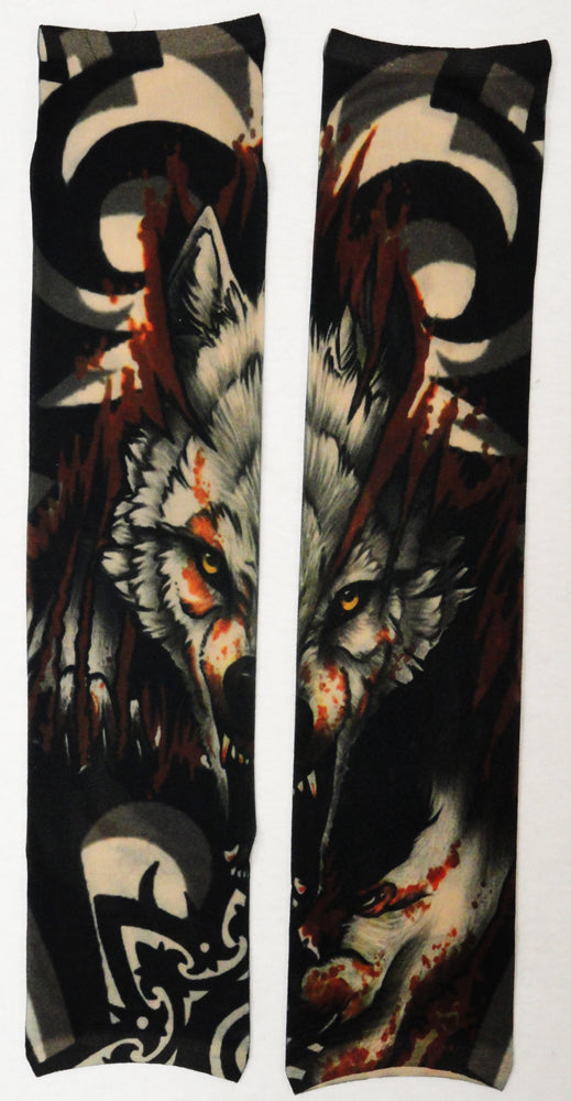 Tattoo Sleeves - Vicious Wolf Fake Tattoo Sleeves (Pair)