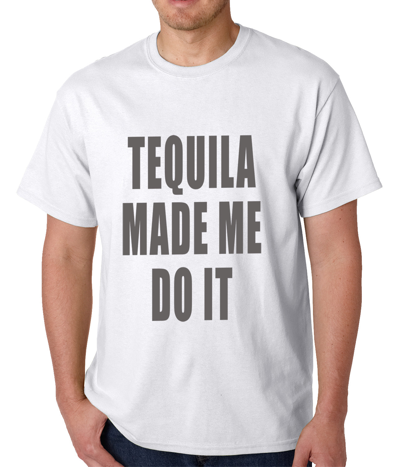 Tequila Made Me Do It Drinking Mens T-shirt