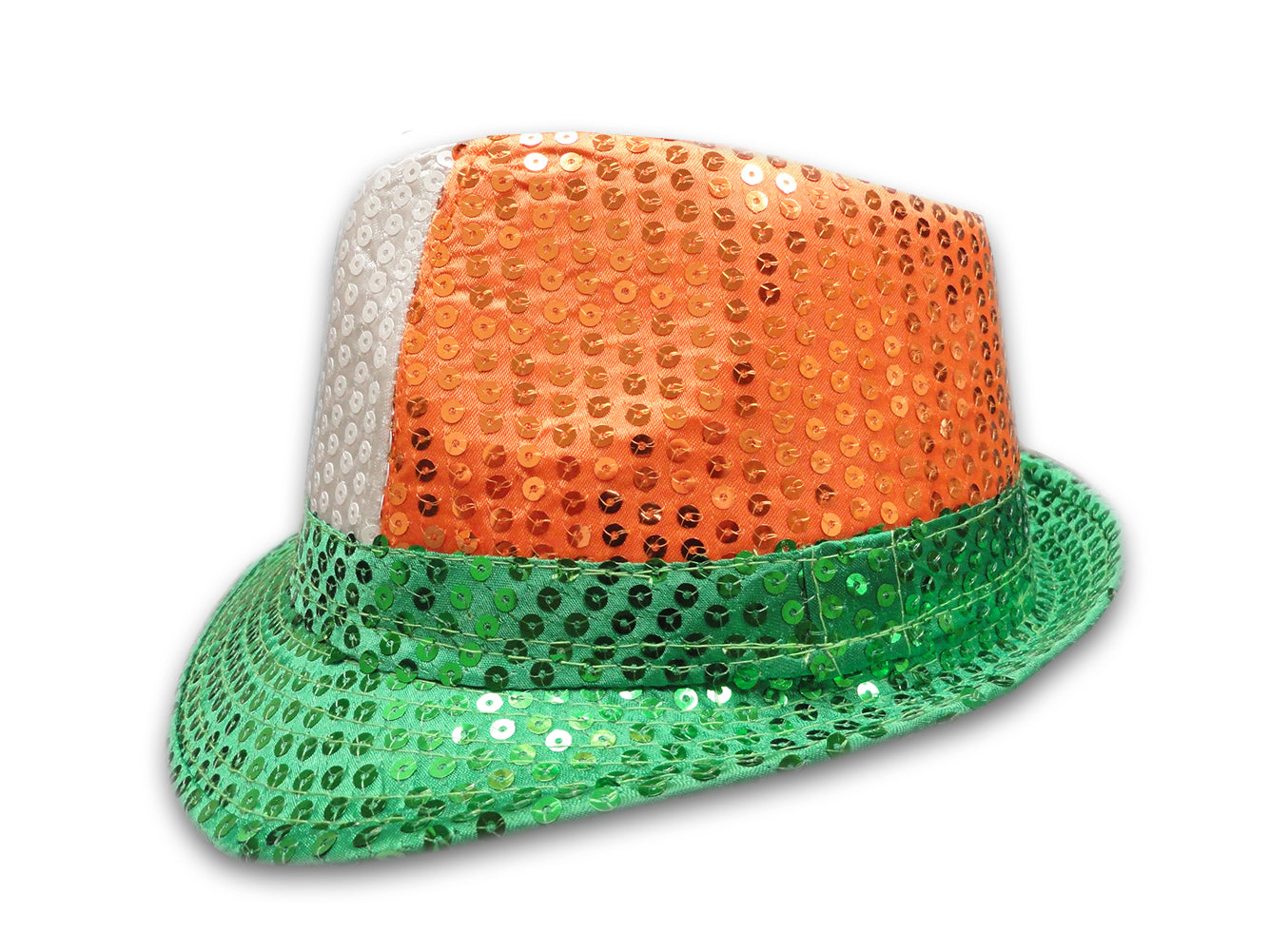 Tri-Color Fedora Hat - Irish Sequin Party Hat