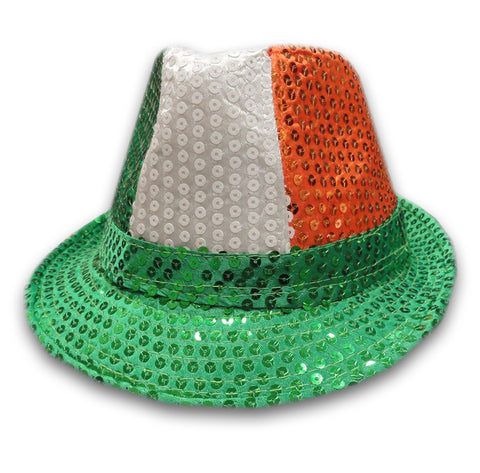 Tri-Color Fedora Hat - Irish Sequin Party Hat