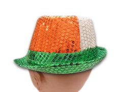 Tri-Color Fedora Hat - Irish Sequin Party Hat