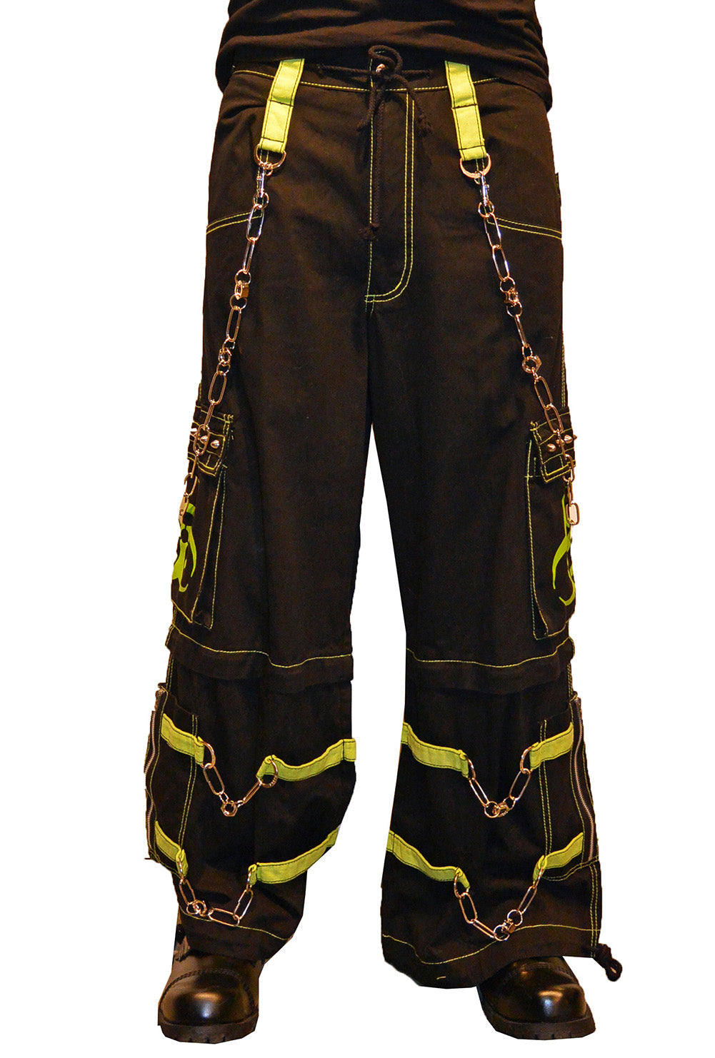 Tripp Darkstreet NYC - "Biohazard" Bondage Pants With Zip Off Legs to Shorts (Black/Lime Green)
