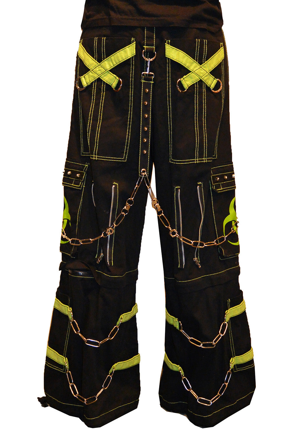 Tripp Darkstreet NYC - "Biohazard" Bondage Pants With Zip Off Legs to Shorts (Black/Lime Green)