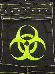 Tripp Darkstreet NYC -  "Biohazard" Bondage Pants With Zip Off Legs to Shorts (Black/Lime Green)