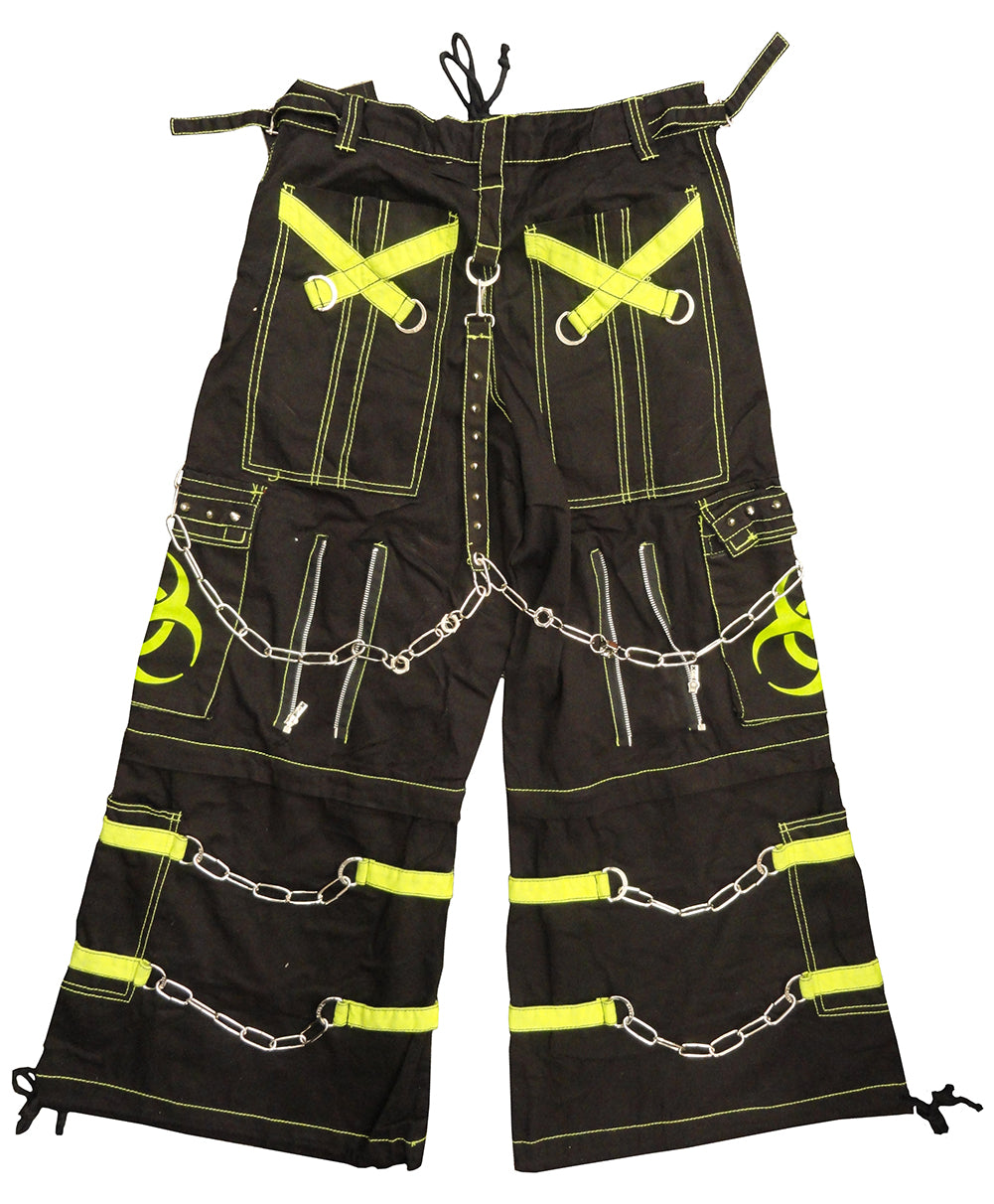 Tripp Darkstreet NYC - "Biohazard" Bondage Pants With Zip Off Legs to Shorts (Black/Lime Green)