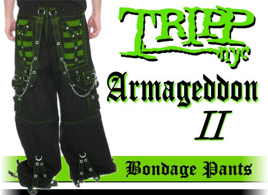 Tripp Darkstreet NYC - "Armageddon II" Bondage Pants (Black / Toxic Green)