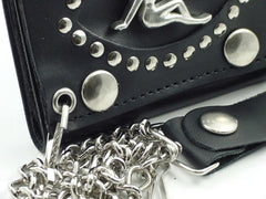 Trucker Babe Studded Premium Leather Chain Wallet