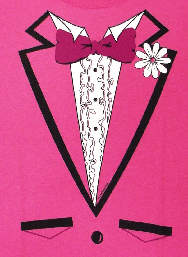 Tuxedo Shirt - Men's HOT PINK Tuxedo T-Shirt With Ruffles (Hot Pink Shirt)