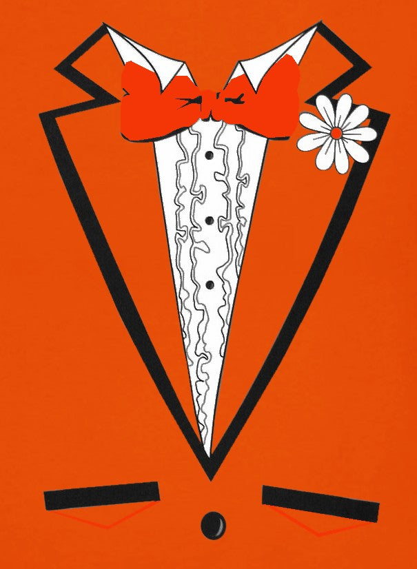 Tuxedo Shirt - Men's Orange Tuxedo T-Shirt With Ruffles